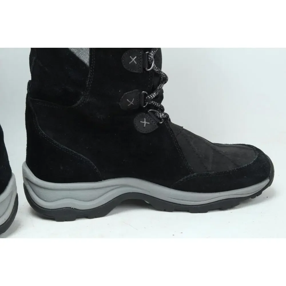 Clarks Wintry Hi Tall Black Suede Boots Womens Size 8 M Thinsulate Faux Fur